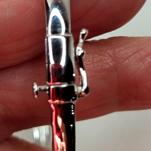 Diamond (Genuine) Sterling Silver Bangle Bracelet - Picture 11 of 17